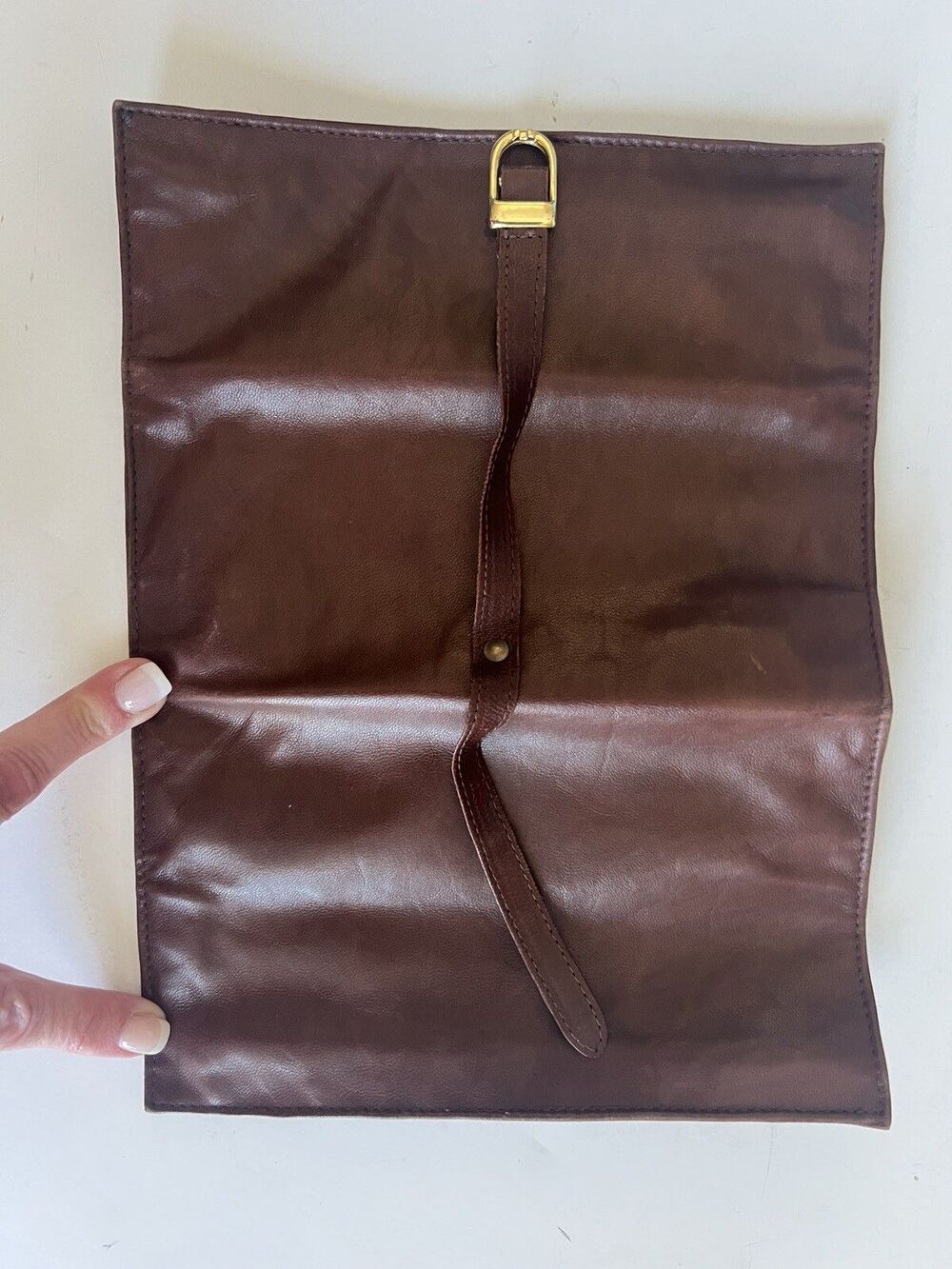 Leather Organizer Red Brown Buckle Jewelry Roll Pouch Lot of 2 - Picture 4 of 14
